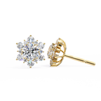 Round Cut Lab Diamond Flower Shape Diamond Earrings