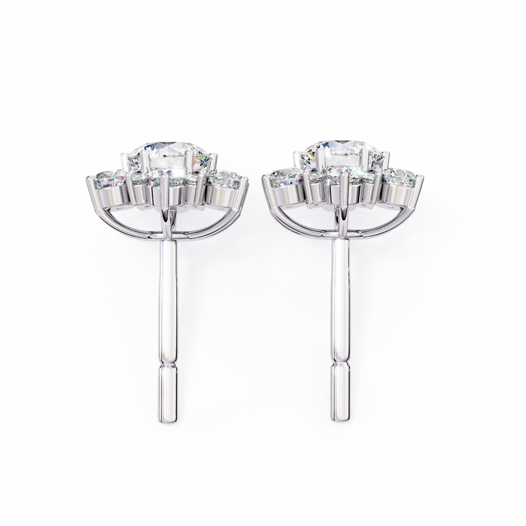 Round Cut Lab Diamond Flower Shape Diamond Earrings