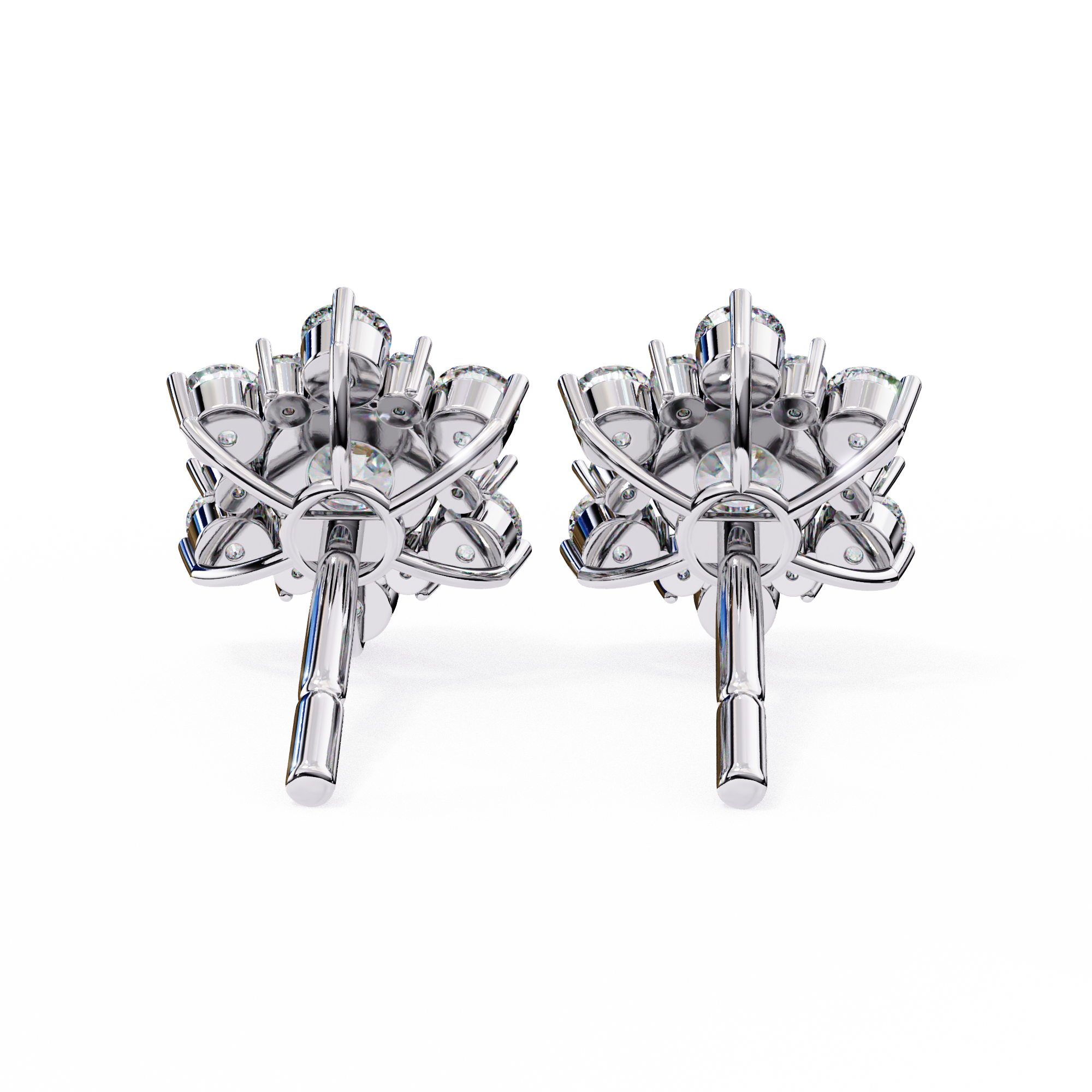 Round Cut Lab Diamond Flower Shape Diamond Earrings