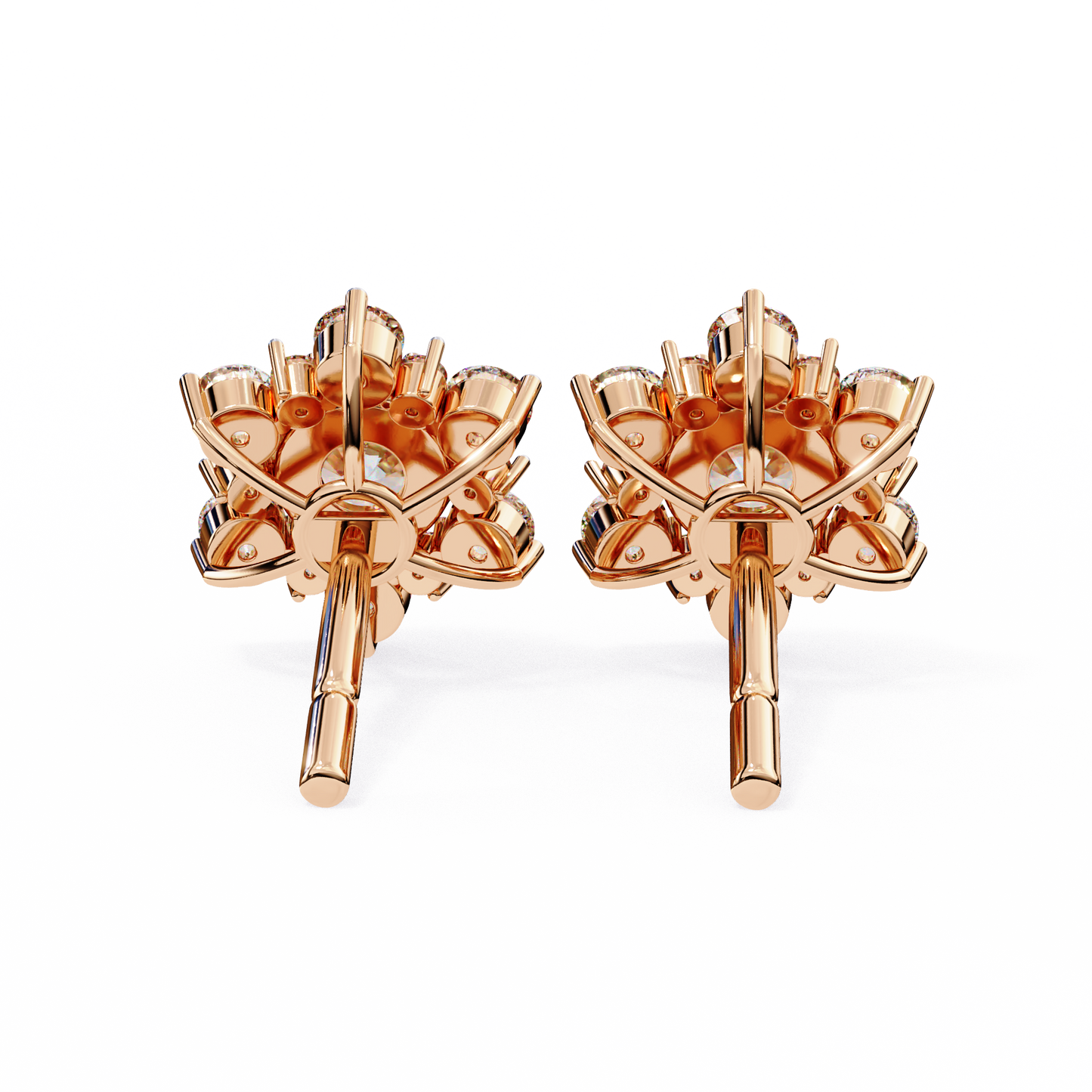 Round Cut Lab Diamond Flower Shape Diamond Earrings