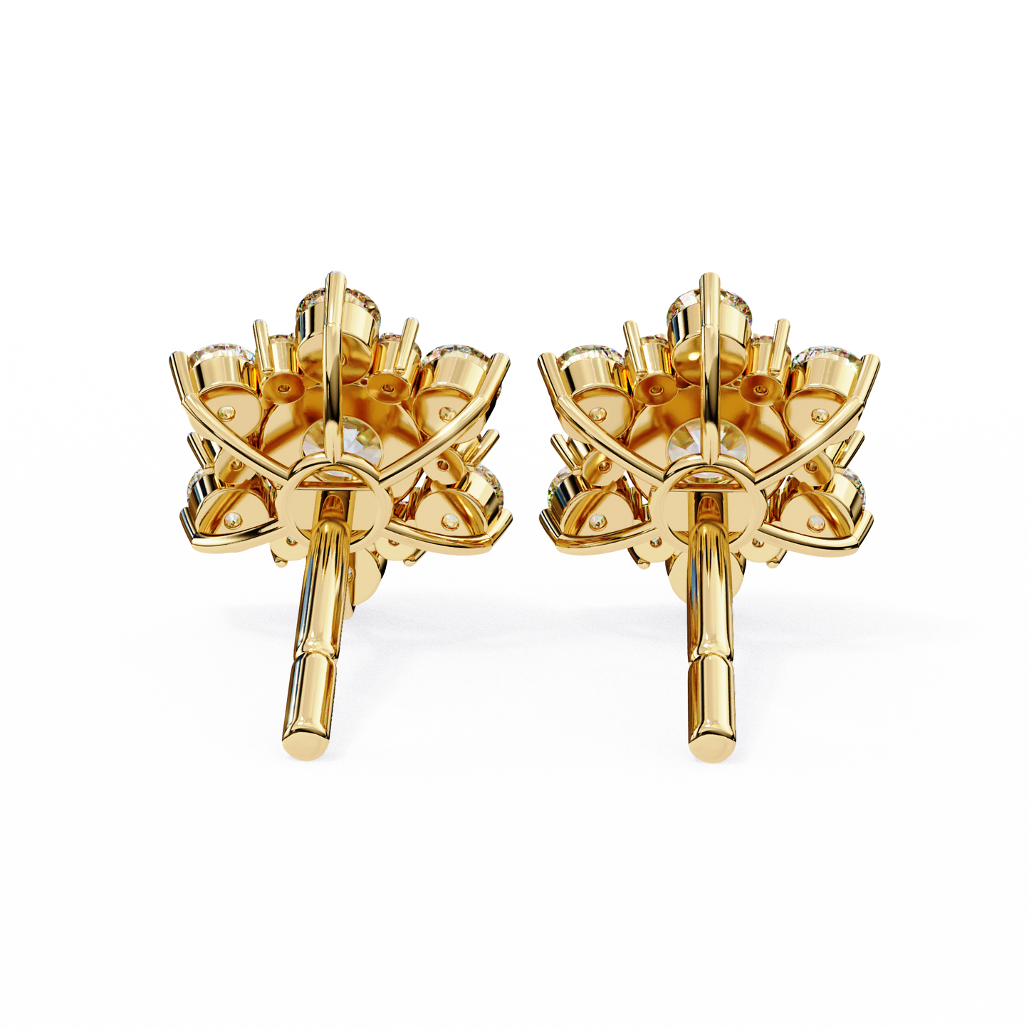 Round Cut Lab Diamond Flower Shape Diamond Earrings