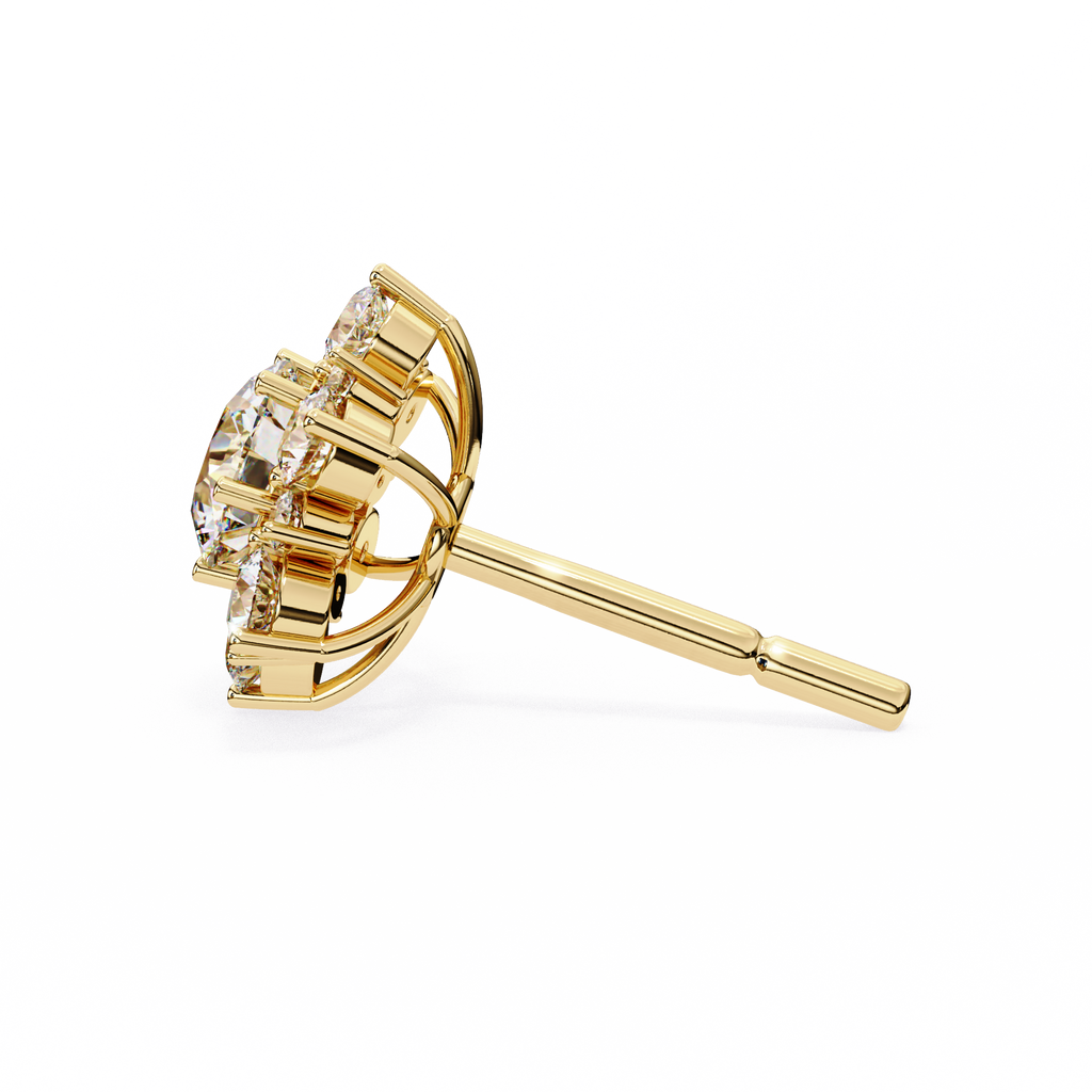 Round Cut Lab Diamond Flower Shape Diamond Earrings