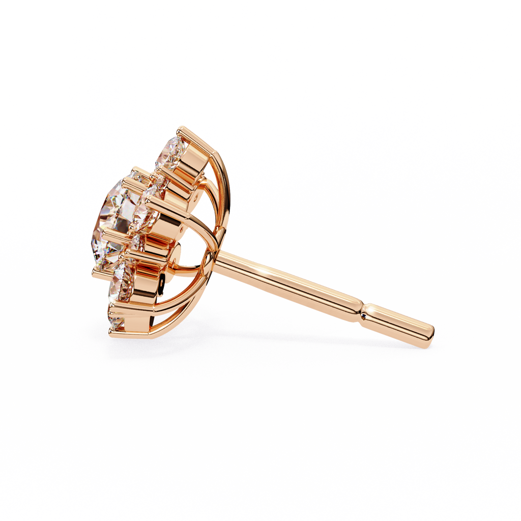 Round Cut Lab Diamond Flower Shape Diamond Earrings