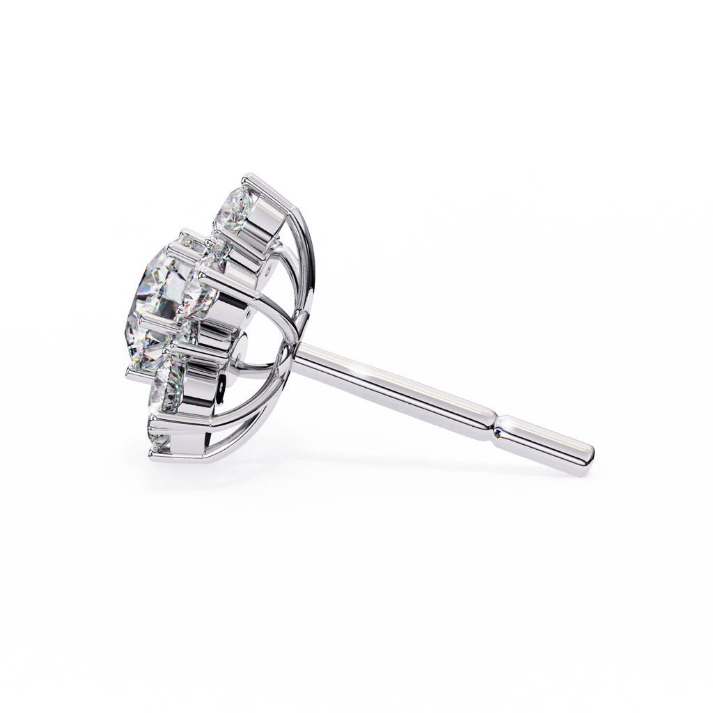 Round Cut Lab Diamond Flower Shape Diamond Earrings