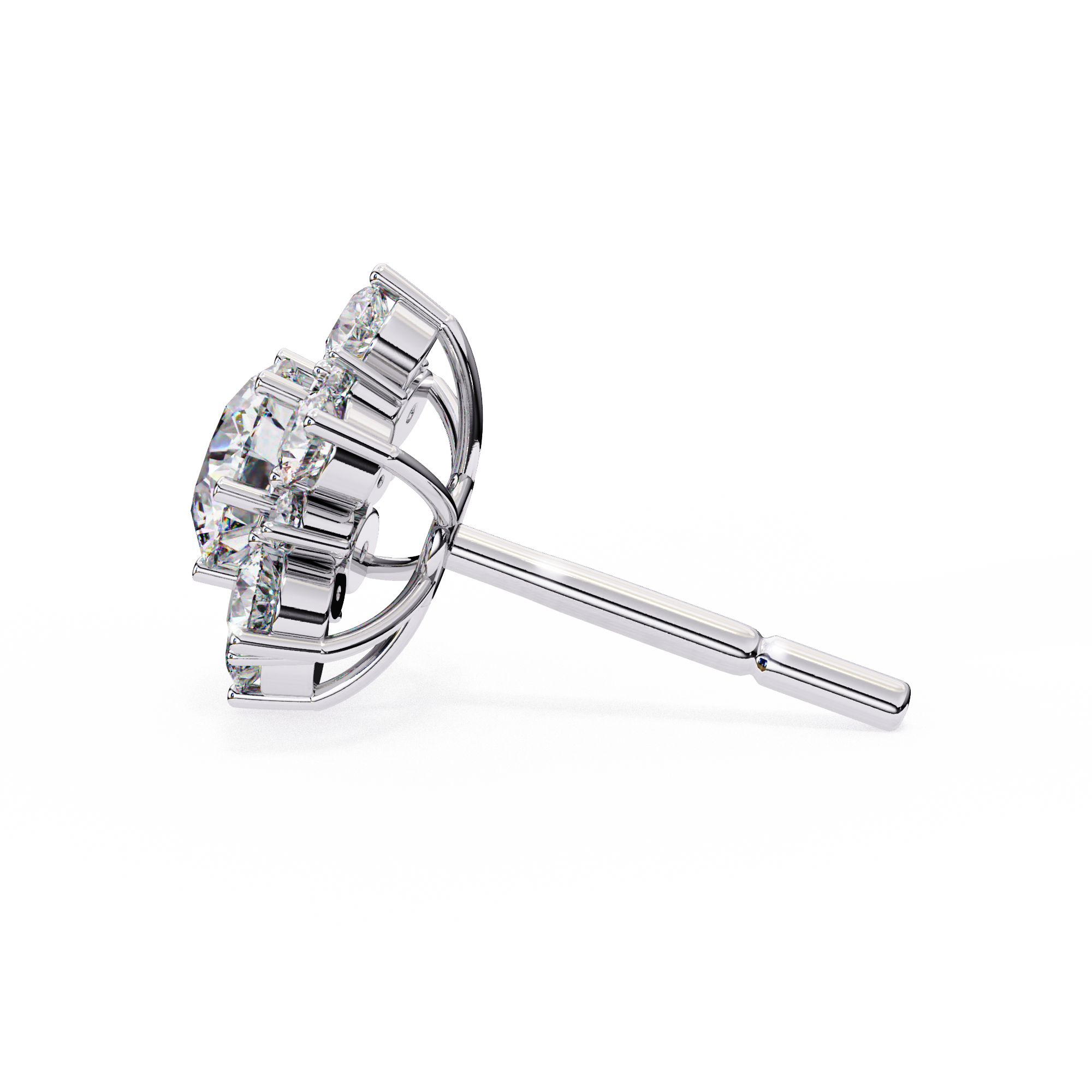 Round Cut Lab Diamond Flower Shape Diamond Earrings