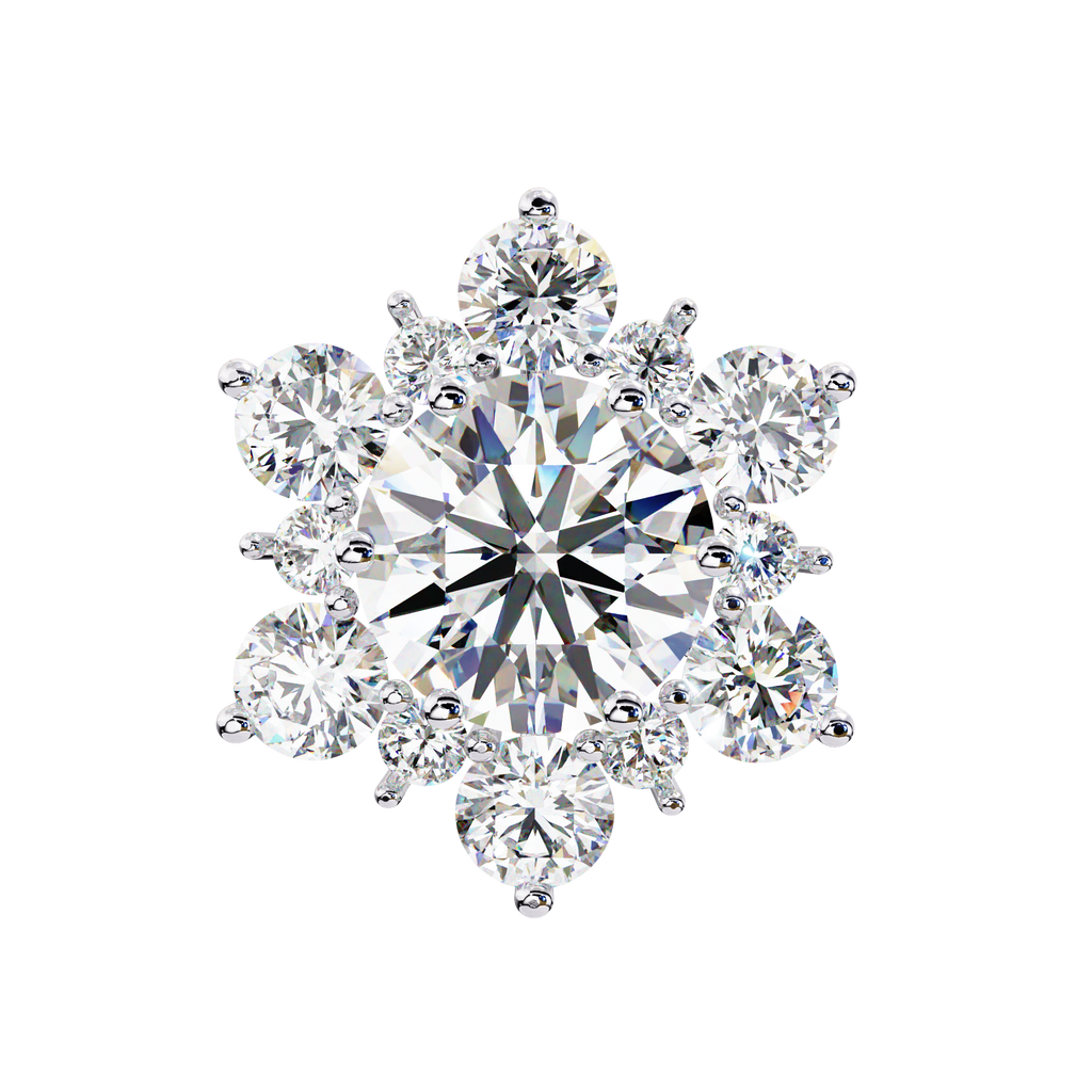 Round Cut Lab Diamond Flower Shape Diamond Earrings