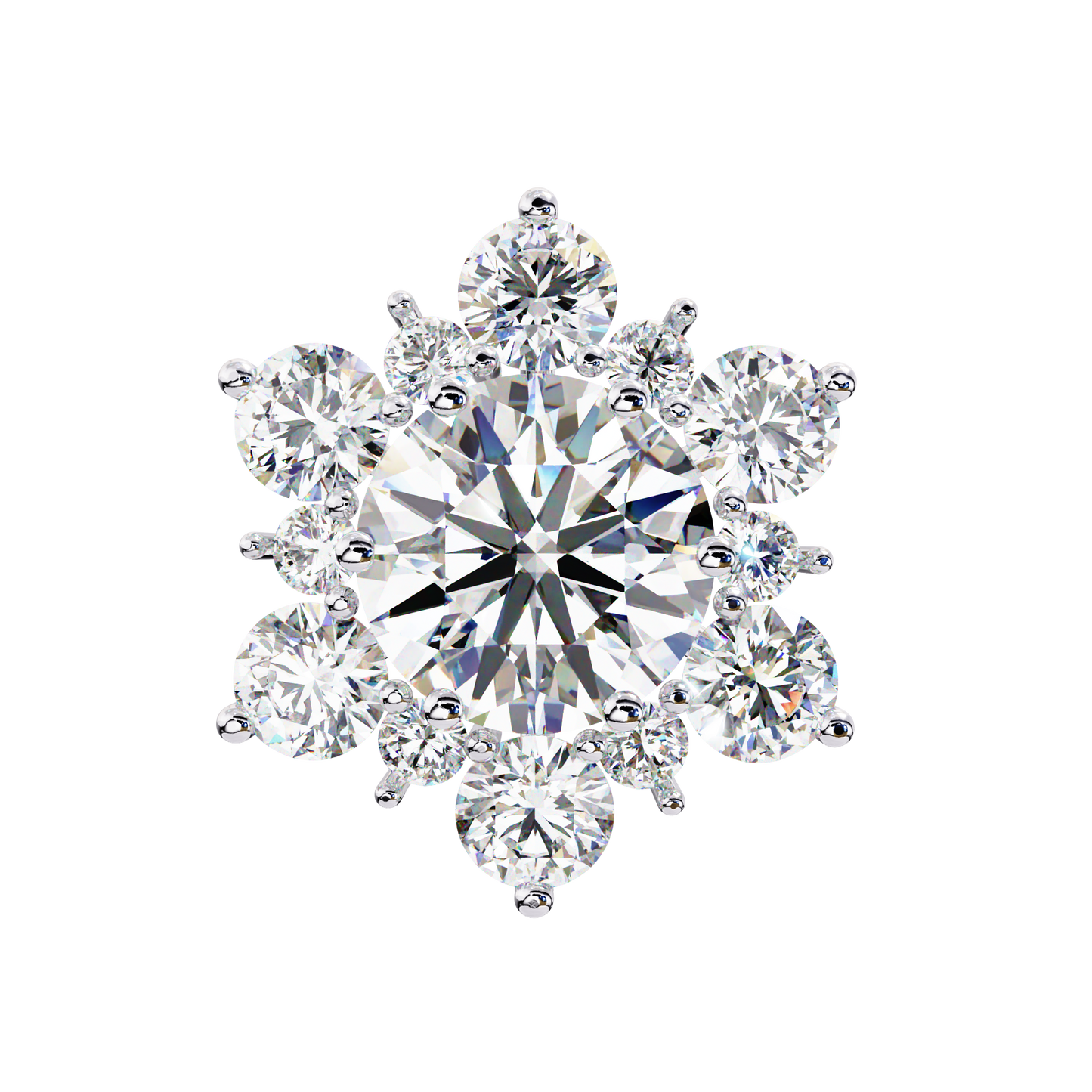 Round Cut Lab Diamond Flower Shape Diamond Earrings