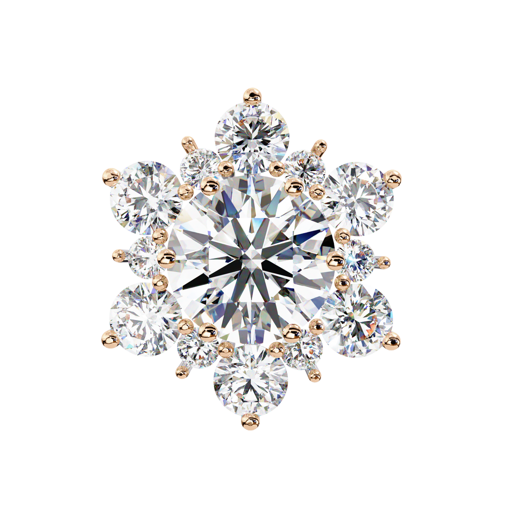 Round Cut Lab Diamond Flower Shape Diamond Earrings