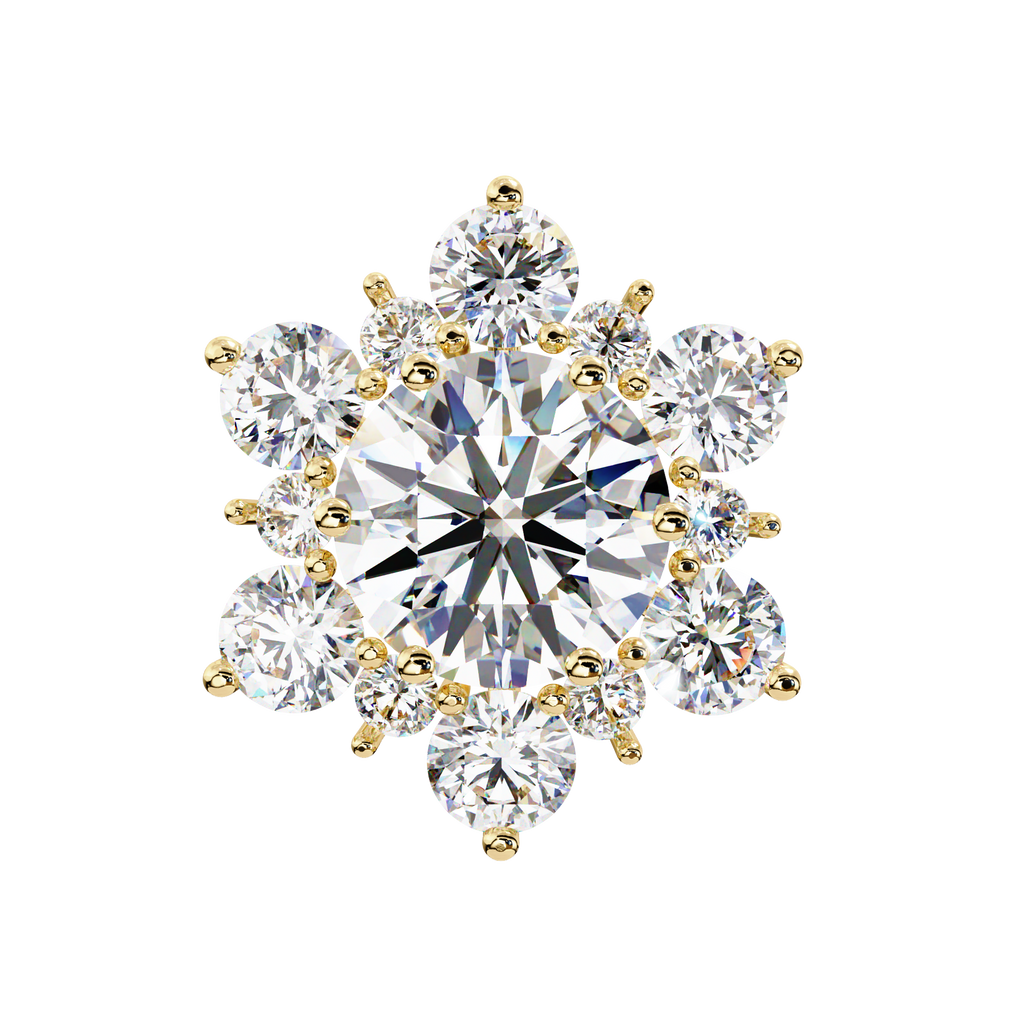 Round Cut Lab Diamond Flower Shape Diamond Earrings