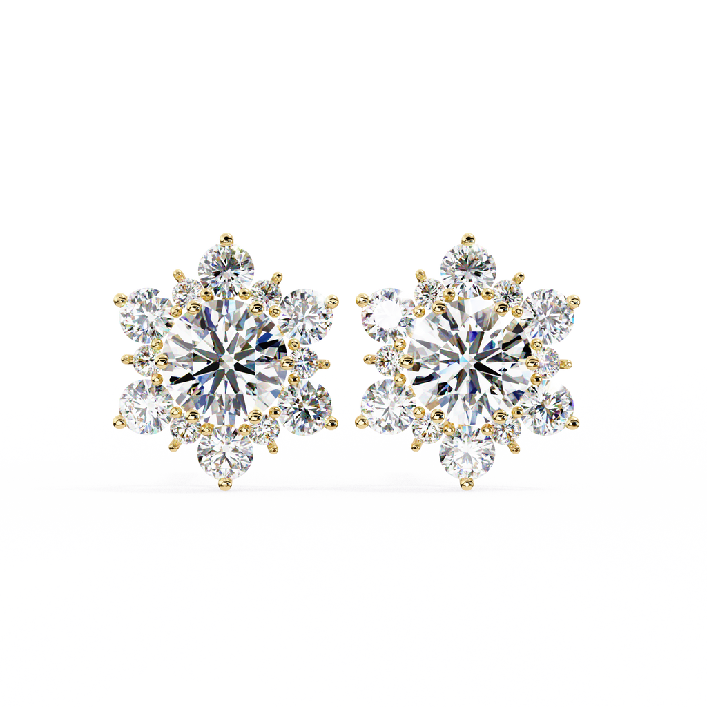 Round Cut Lab Diamond Flower Shape Diamond Earrings