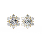 Round Cut Lab Diamond Flower Shape Diamond Earrings