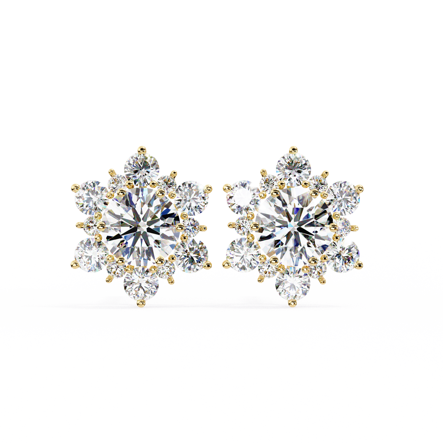 Round Cut Lab Diamond Flower Shape Diamond Earrings