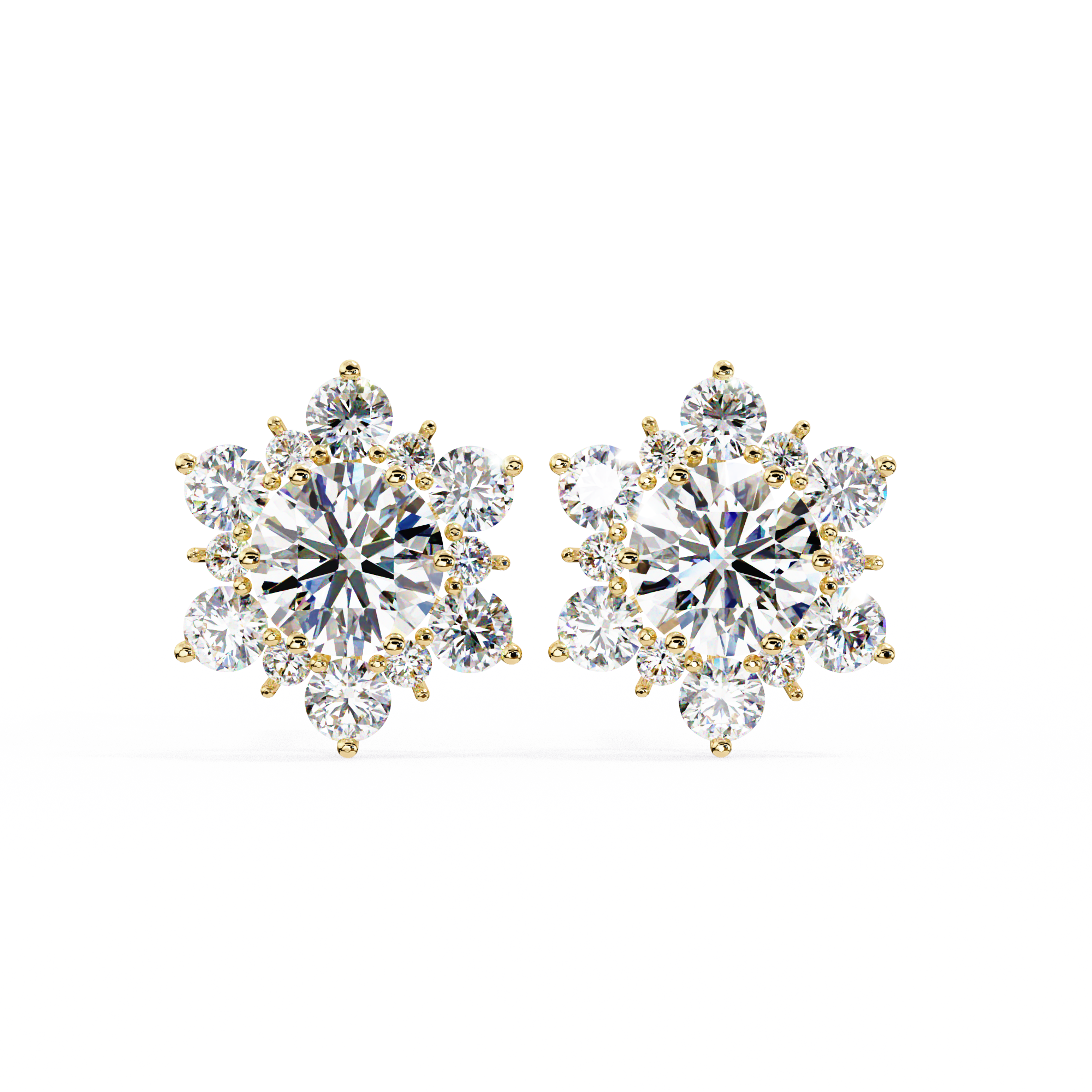 Round Cut Lab Diamond Flower Shape Diamond Earrings