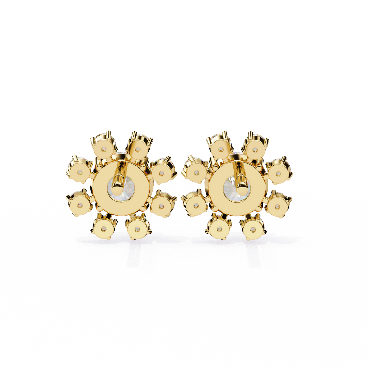 Unique Round Lab Diamond Floral Earrings