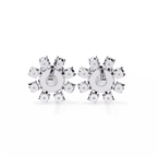 Unique Round Lab Diamond Floral Earrings