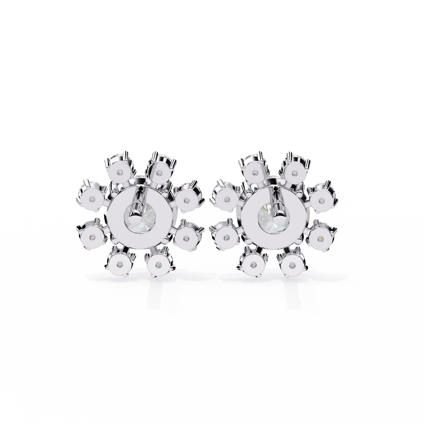 Unique Round Lab Diamond Floral Earrings