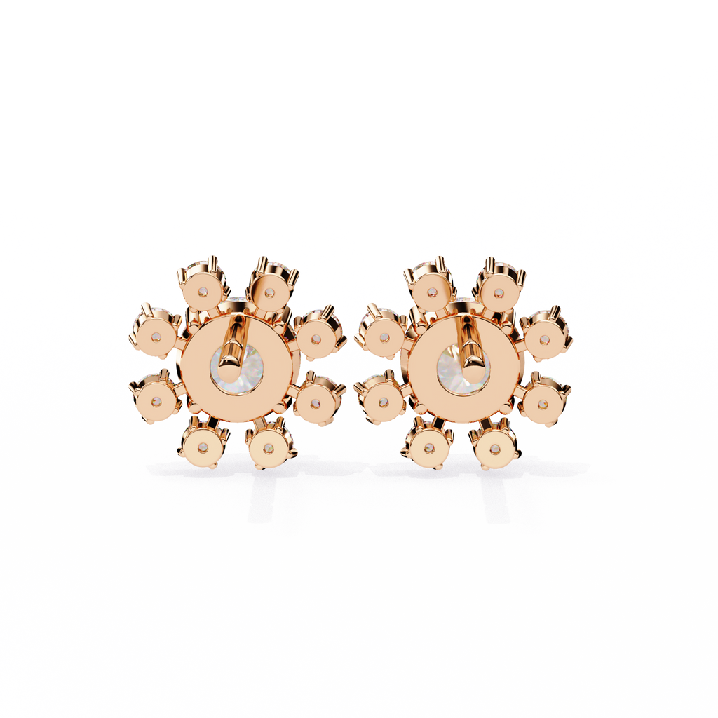 Unique Round Lab Diamond Floral Earrings