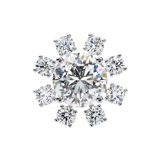 Unique Round Lab Diamond Floral Earrings