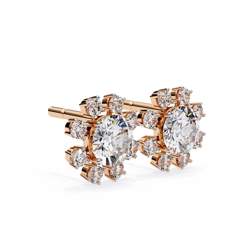 Unique Round Lab Diamond Floral Earrings