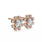 Unique Round Lab Diamond Floral Earrings
