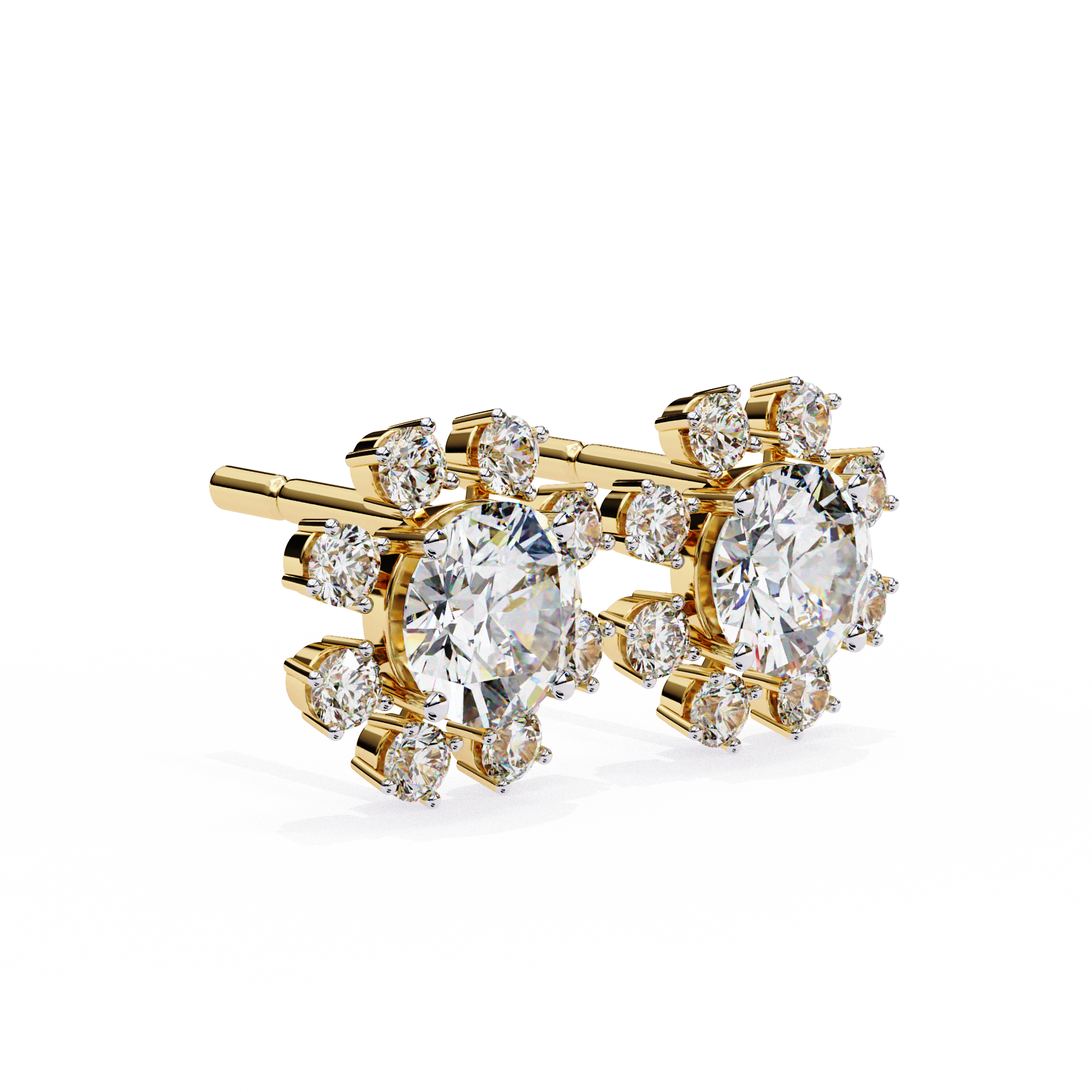 Unique Round Lab Diamond Floral Earrings