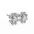 Unique Round Lab Diamond Floral Earrings