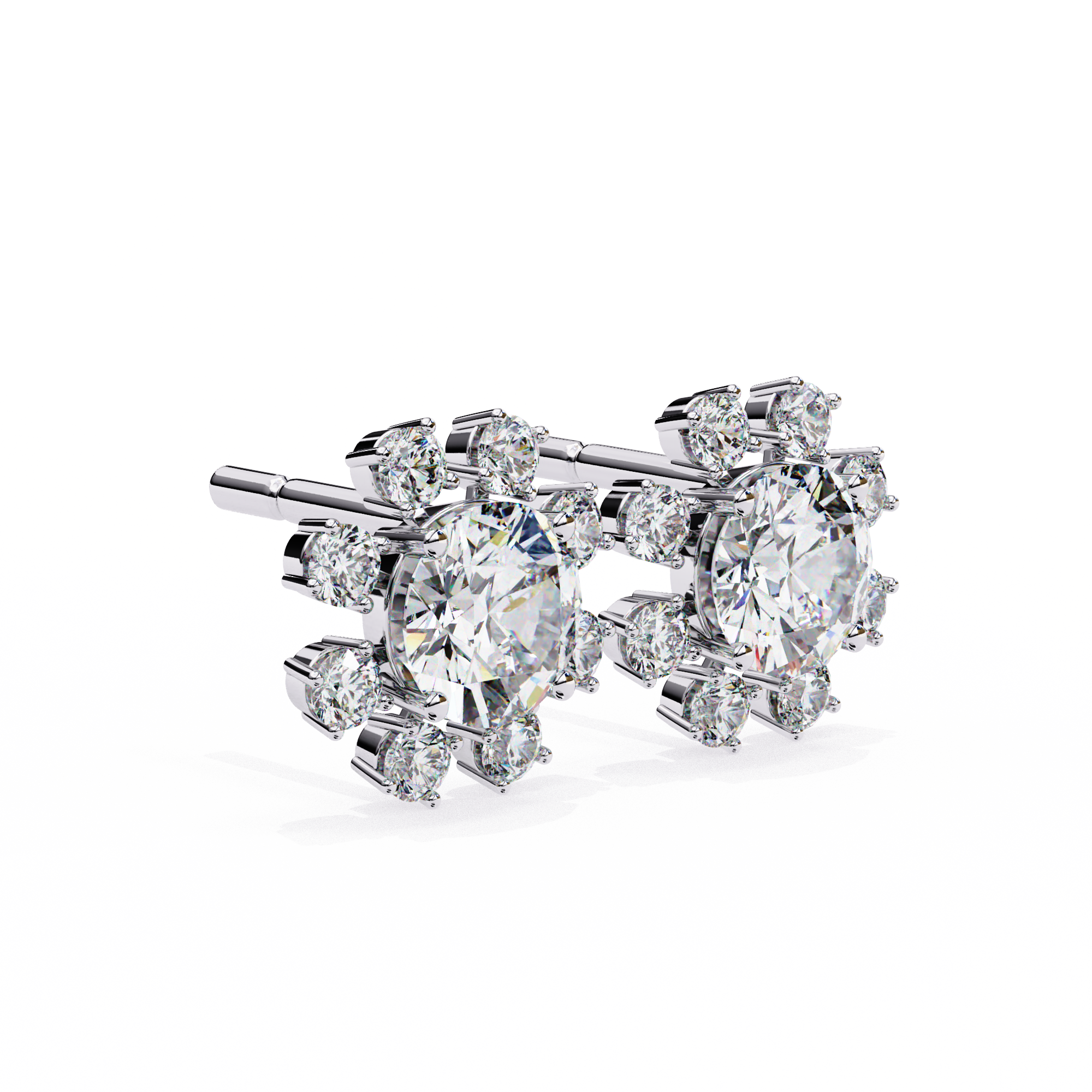 Unique Round Lab Diamond Floral Earrings