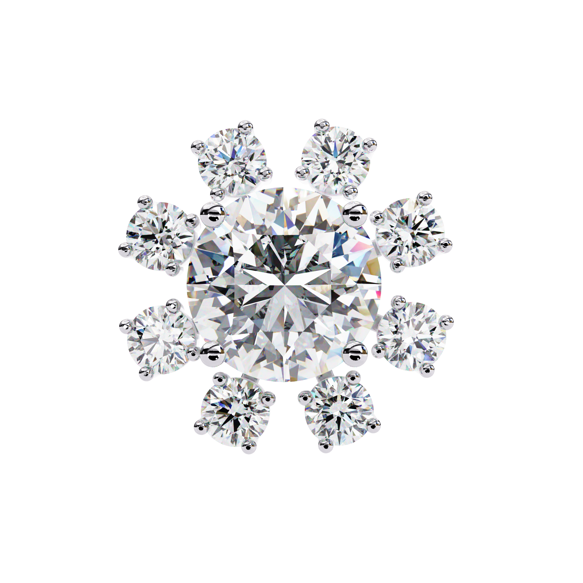 Unique Round Lab Diamond Floral Earrings