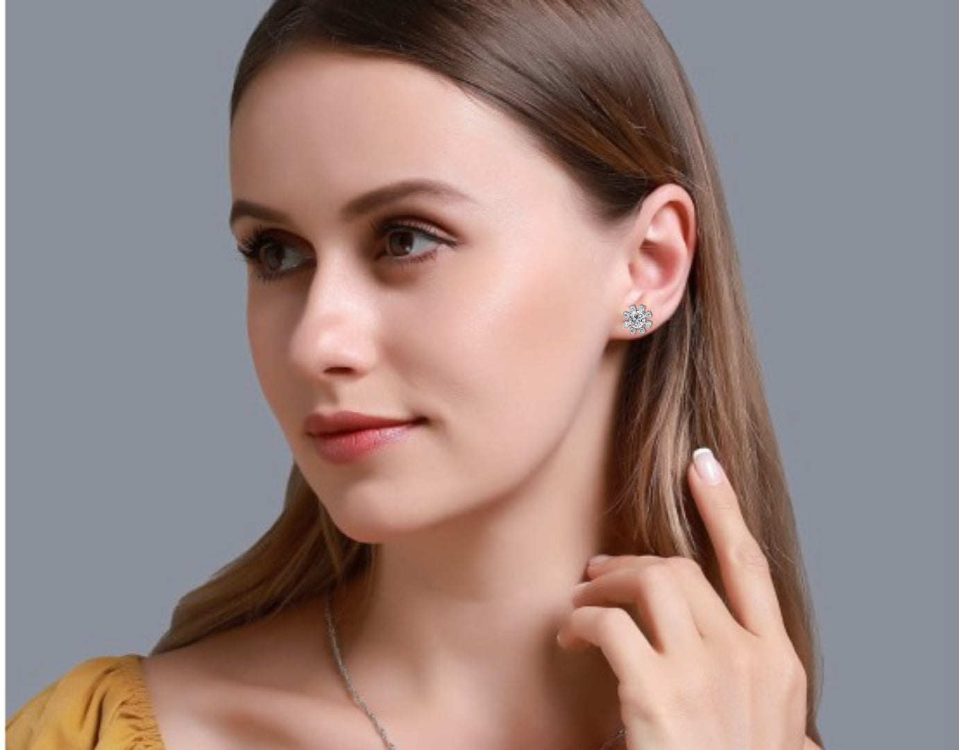 Unique Round Lab Diamond Floral Earrings