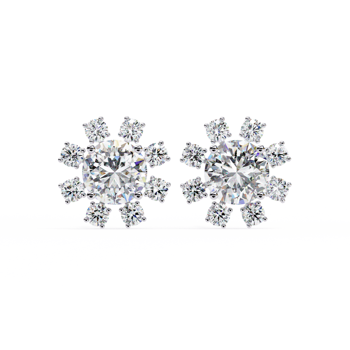 Unique Round Lab Diamond Floral Earrings
