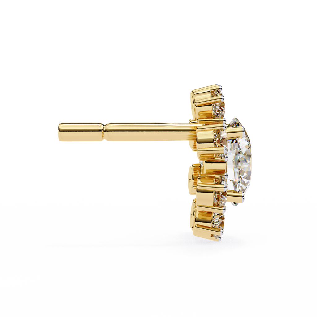 Unique Round Lab Diamond Floral Earrings