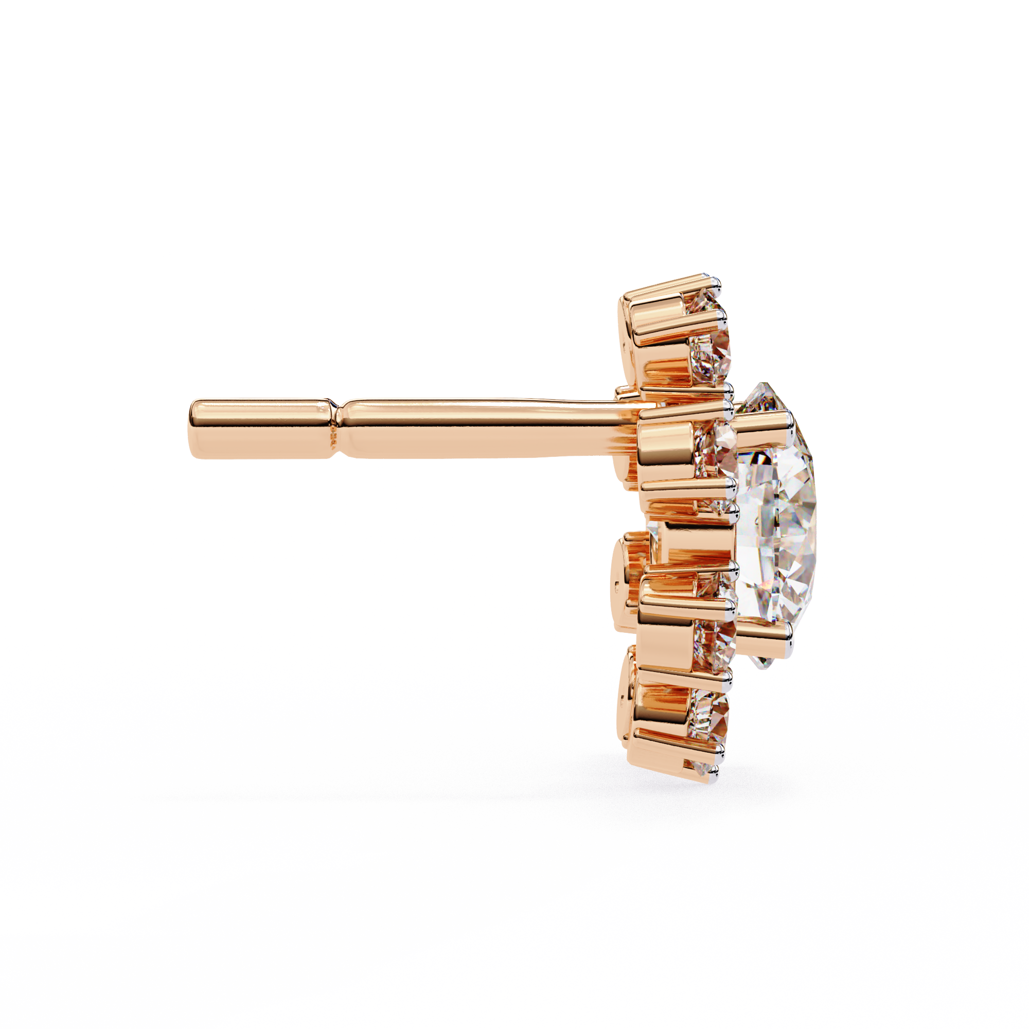 Unique Round Lab Diamond Floral Earrings