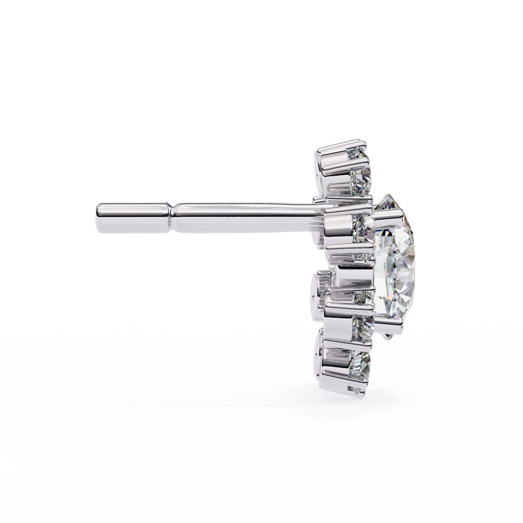 Unique Round Lab Diamond Floral Earrings