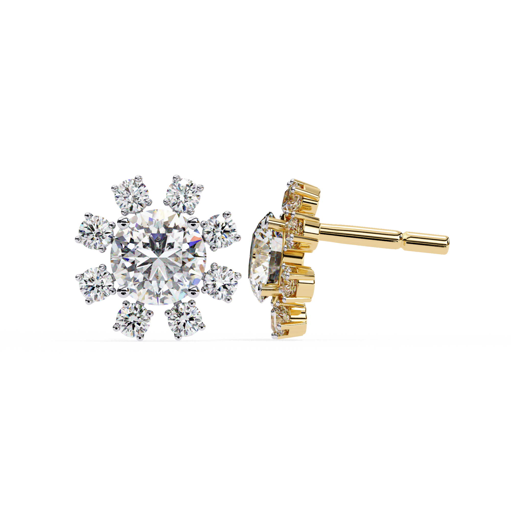 Unique Round Lab Diamond Floral Earrings