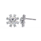 Unique Round Lab Diamond Floral Earrings