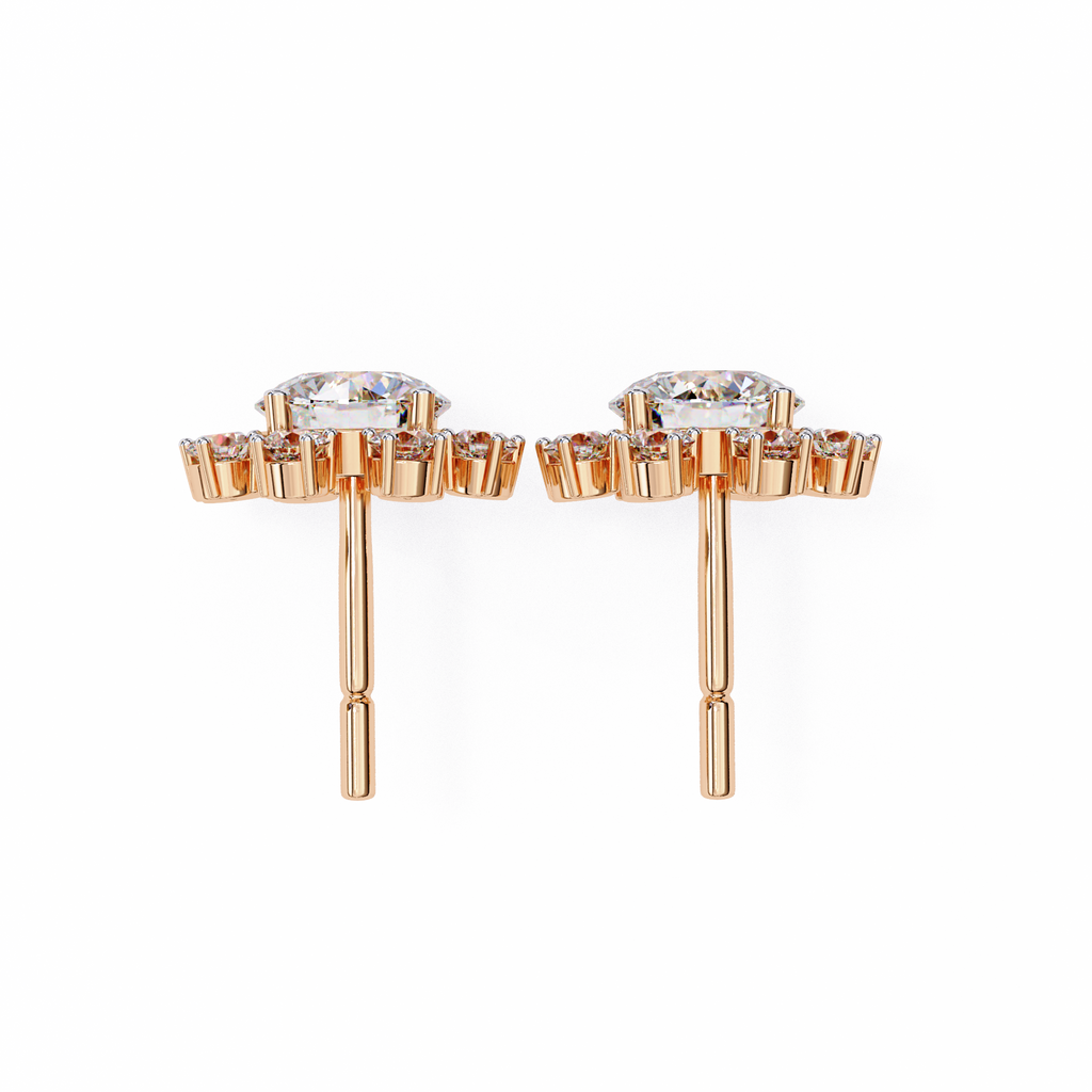 Unique Round Lab Diamond Floral Earrings