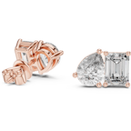 Emerald And Pear Cut Diamond Stud Earrings