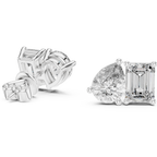 Emerald And Pear Cut Diamond Stud Earrings