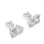 Emerald And Pear Cut Diamond Stud Earrings