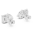 Emerald And Pear Cut Diamond Stud Earrings