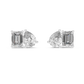 Emerald And Pear Cut Diamond Stud Earrings