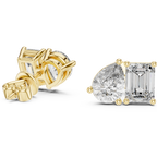 Emerald And Pear Cut Diamond Stud Earrings