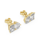 Emerald And Pear Cut Diamond Stud Earrings