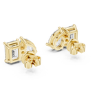 Emerald And Pear Cut Diamond Stud Earrings