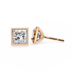 Princess cut Lab Diamond Bezel Set Earrings