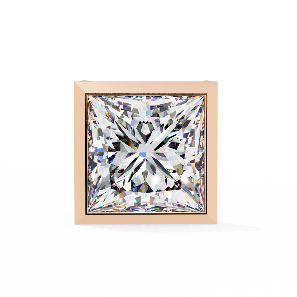 Princess cut Lab Diamond Bezel Set Earrings