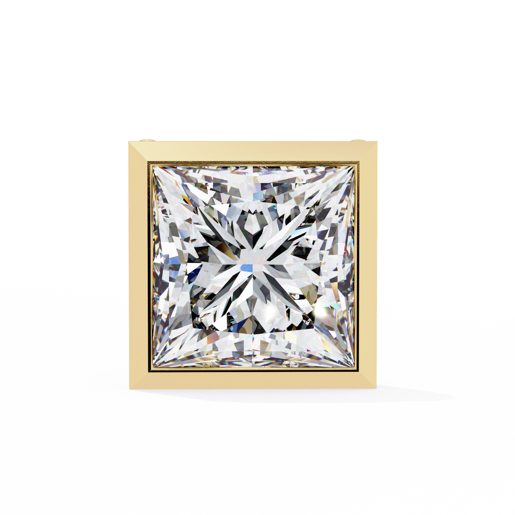 Princess cut Lab Diamond Bezel Set Earrings