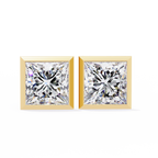 Princess cut Lab Diamond Bezel Set Earrings