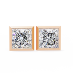 Princess cut Lab Diamond Bezel Set Earrings