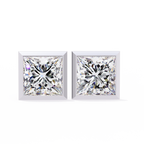 Princess cut Lab Diamond Bezel Set Earrings